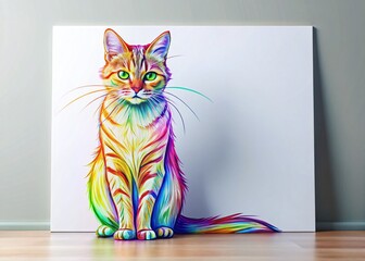 Minimalist Cat Sketch: Blank Canvas Fashion Photography - Ample Copy Space for Design