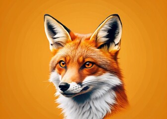 Obraz premium Minimalist Fox Mascot Design: Simple Orange Fox Illustration