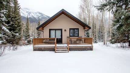 Snowy mountain cabin rental winter vacation