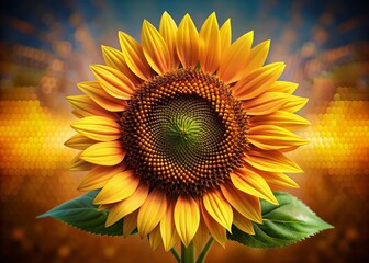 Obraz premium Minimalist Pixel Art Sunflower Macro Photography - Vibrant Yellow Flower Closeup