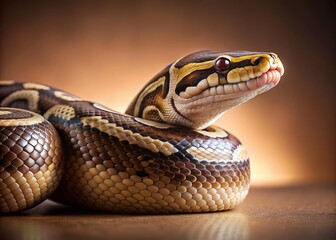 Obraz premium Minimalist Python Photography: Elegant Snake in Neutral Background