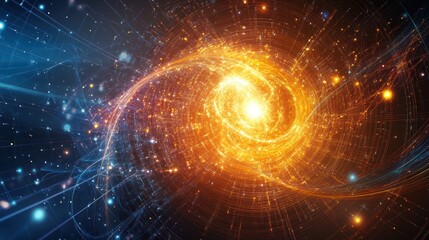 Obraz premium Abstract swirling digital network energy flow