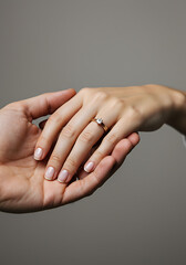 A couple's hands with ring finger, generative ai