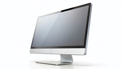 Fototapeta premium Modern White Computer Monitor on Isolated White Background