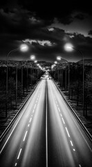 Obraz premium Black and white traffic on the highway