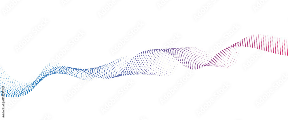 Poster flowing dot wave halftone gradient pattern on transparent background