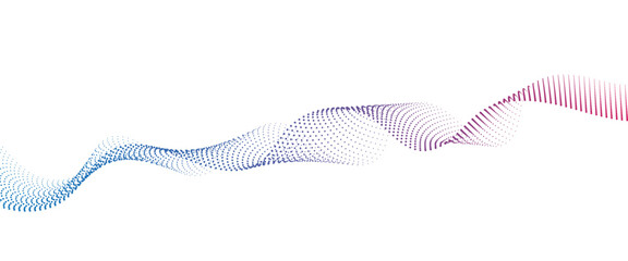 Flowing Dot Wave halftone gradient pattern on transparent background	