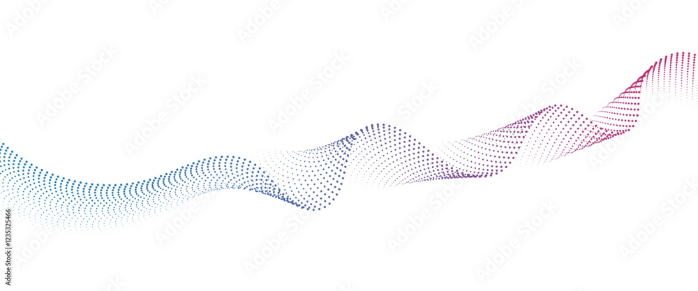 Poster flowing dot wave halftone gradient pattern on transparent background