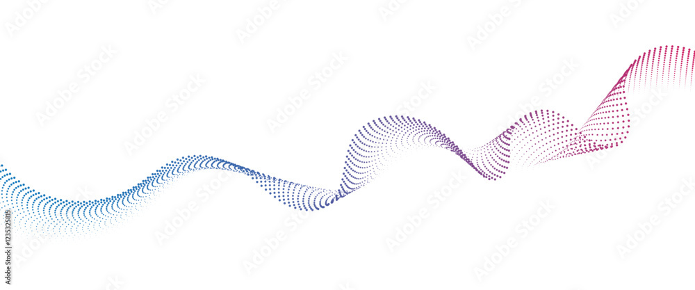 Poster flowing dot wave halftone gradient pattern on transparent background