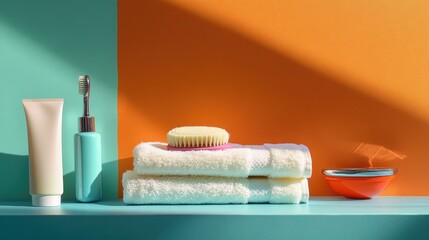 Bathroom Essentials Arranged with a Colorful and Stylish Accent Decor