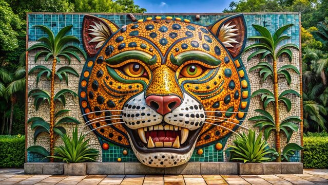 Olmec Jaguar Mask Mosaic at Parque Museo La Venta