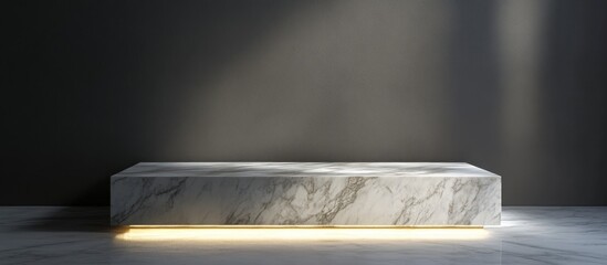 Illuminated Marble Podium on Dark Background Mockup