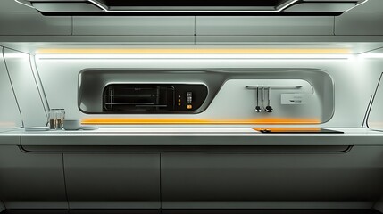 Obraz premium A futuristic kitchen with appliances that adjust temperature and settings autonomously.