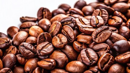Fototapeta premium Panoramic Coffee Bean Texture: Minimalist White Background Stock Photo