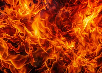 Panoramic Fiery Inferno: Blazing Orange and Red Flames Background