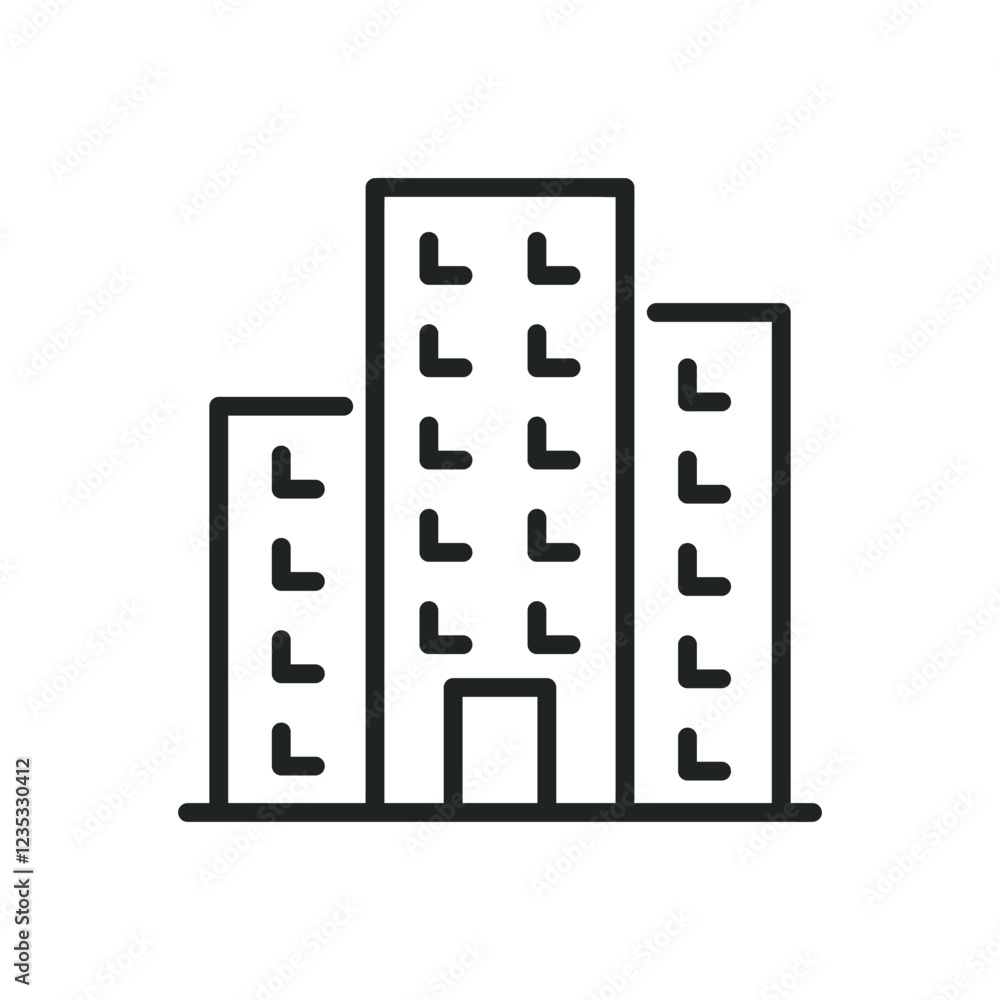 Poster building thin line icons. editable stroke and perfect pixel on transparent background