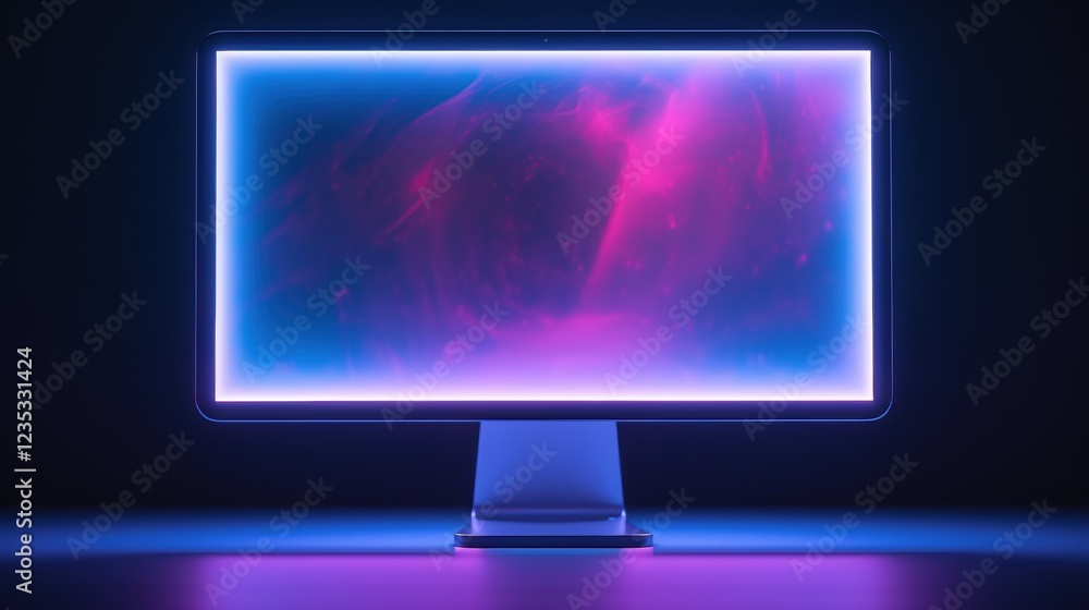Poster neon glow computer screen display