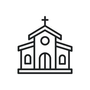 Chruch thin line icons. Editable stroke and Perfect pixel on transparent background