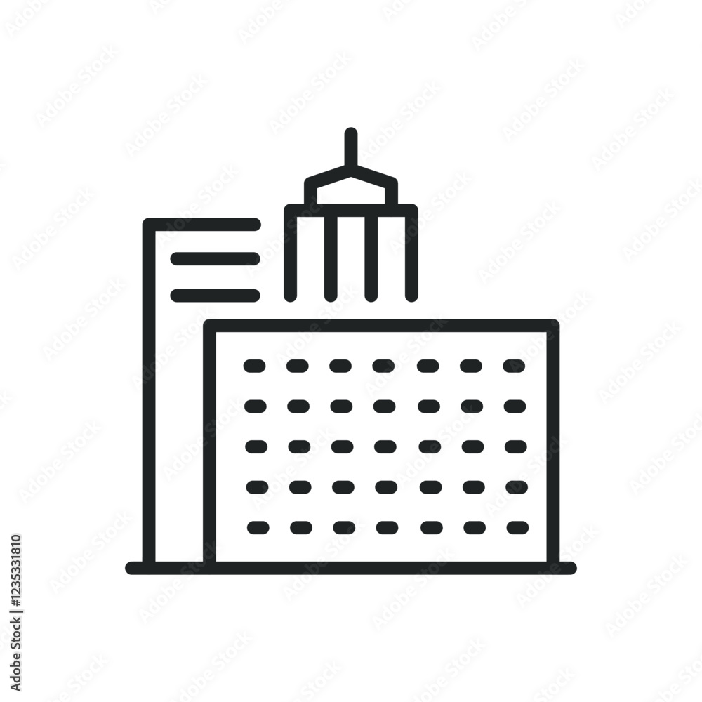 Poster city skyscraper building thin line icons. editable stroke and perfect pixel on transparent backgroun