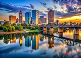 Naklejka premium Panoramic View of Little Rock's Riverside Skyline