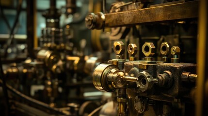 Fototapeta premium A close-up of a mechanical assembly line producing industrial parts.