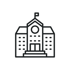School building thin line icons. Editable stroke and Perfect pixel on transparent background