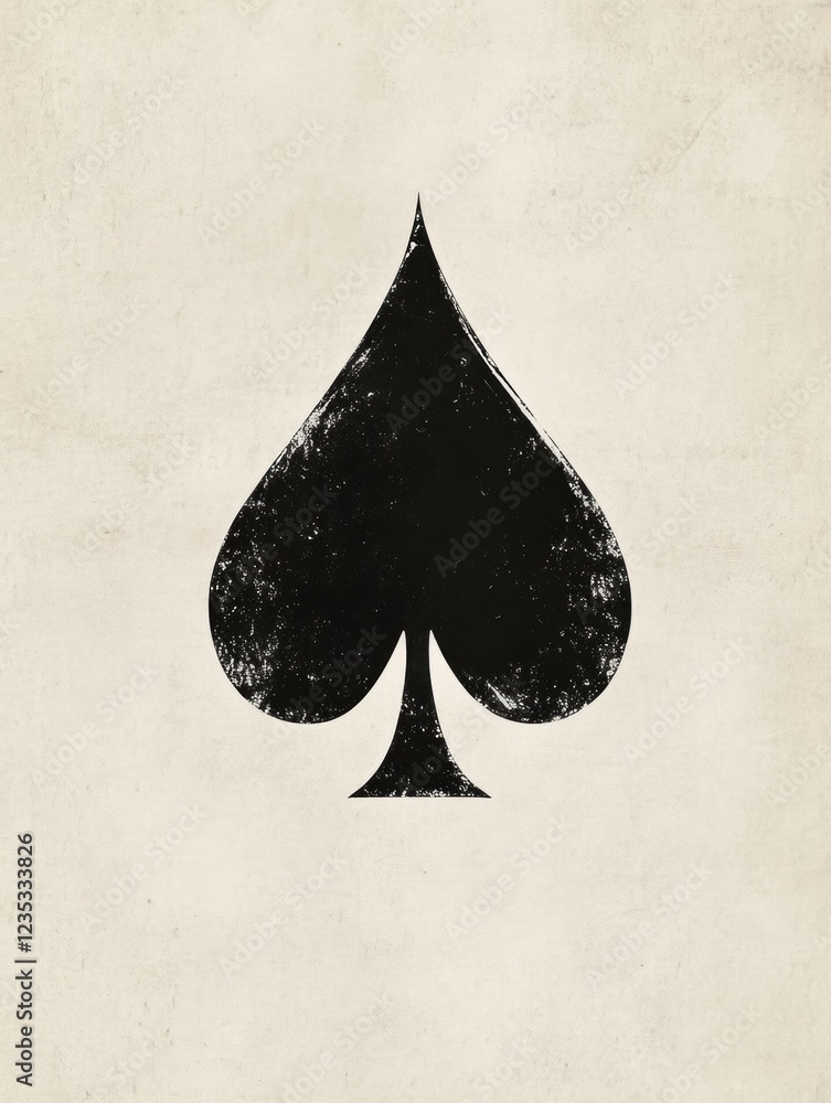 Aufkleber Black spade symbol on textured background representing playing card suits in a minimalist design style. Generative AI