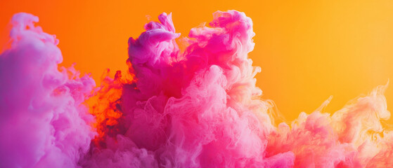 Obraz premium Vibrant pink and orange color cloud explosion in soft light