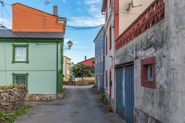 Colorful architecture in the village of Rinlo, Spain