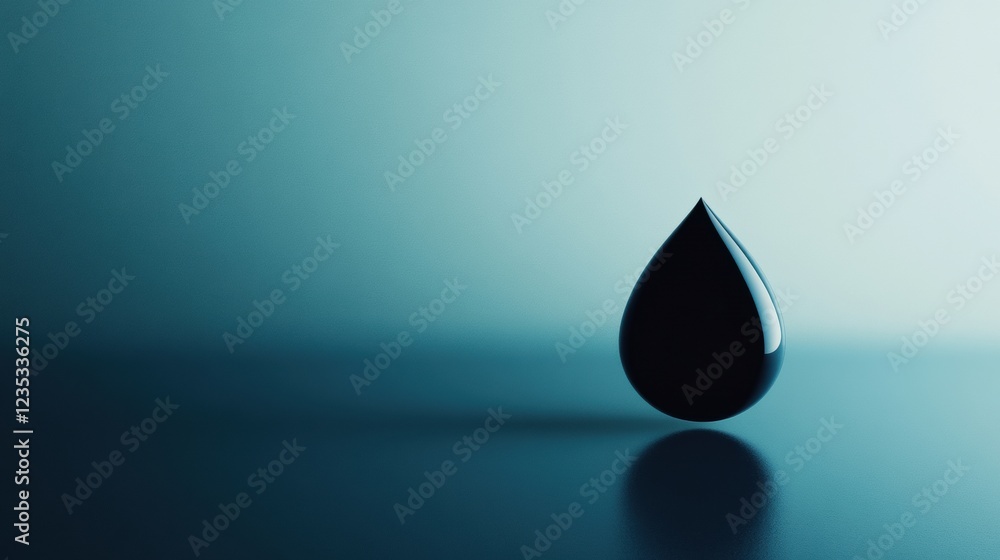 Poster Droplet of water reflecting soft light on a smooth surface in a minimalistic setting. Generative AI