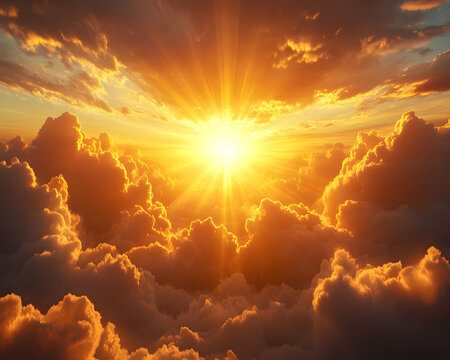 Golden Hour Heaven: A Realistic Sunrise Cloud Illustration - Powered by Adobe