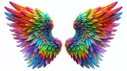 Obraz premium Rainbow Angel Wings Isolated: Whimsical Urban Exploration Photography Element
