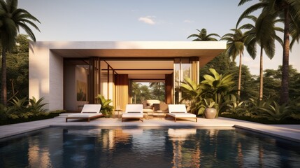 modern tropical villa with infinity pool