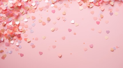 pink heart confetti background