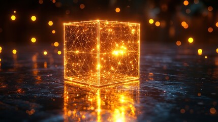 Fototapeta premium Luminous Cube: A Digital Abstract