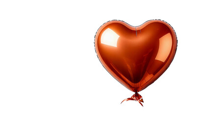 golden red heart shaped balloon on transparent background