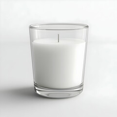 3D Render of a White Candle in a Clear Glass Container