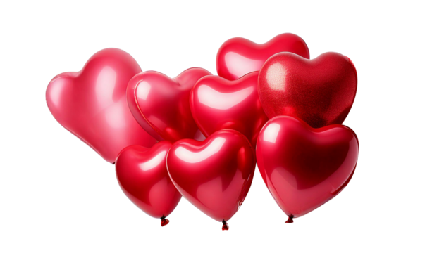 red heart shaped balloon on transparent background