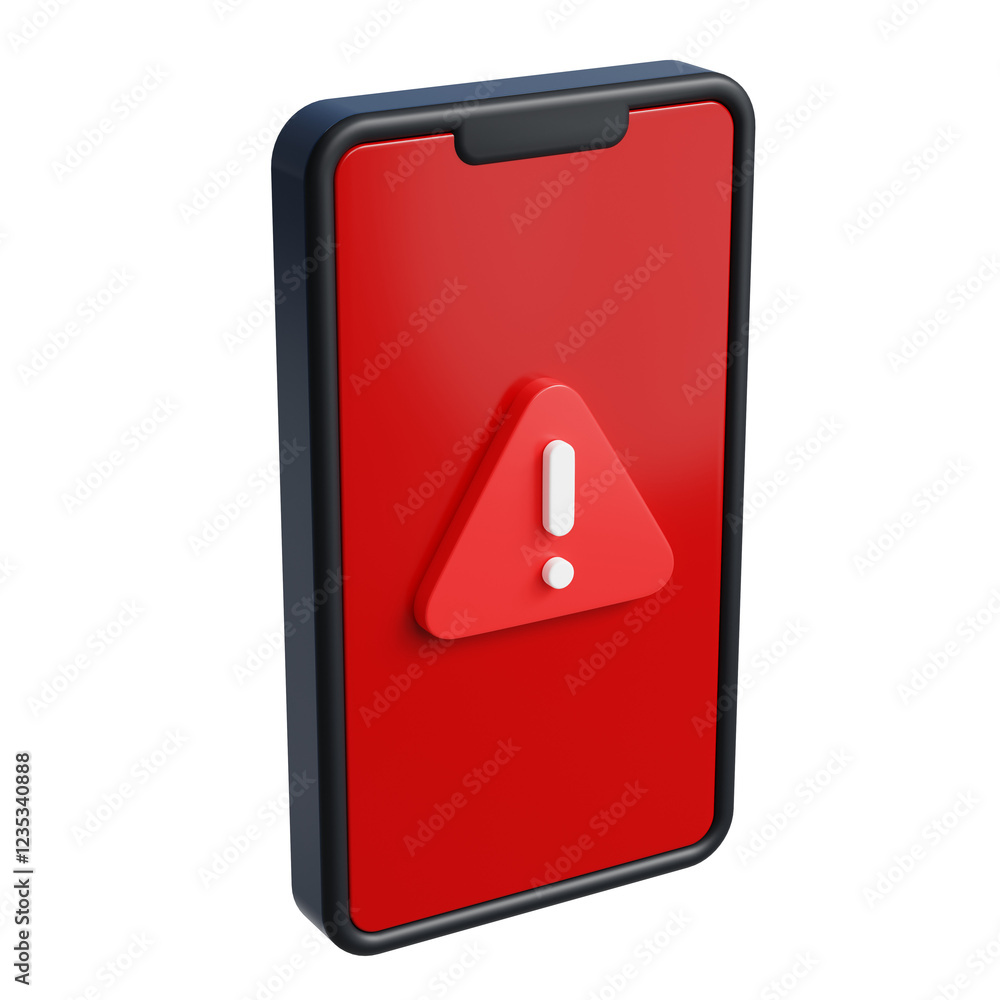 Aufkleber a simple toy plastic smartphone with red screen and triangle attention warning sign with a exclamati