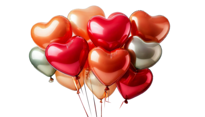 heart shaped balloons on transparent background