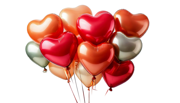 heart shaped balloons on transparent background
