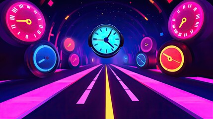 A virtual reality interface displaying a task workflow with structured timing.