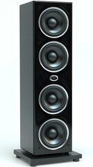 Obraz premium Black 3D Model of Four-Speaker Tower System - High-Fidelity Audio Illustration