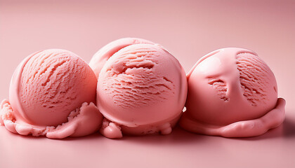 pink ice cream scoops on obvious background