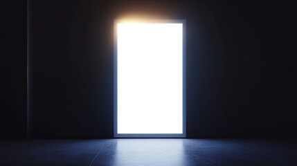 Fototapeta premium Minimalist Mirror with Dramatic Lighting in a Dark Interior