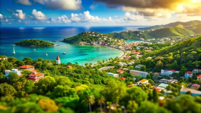 Saint Thomas, Jamaica Aerial View: Bokeh Effect Island Paradise