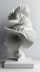 Abstract 3D White Sculpture Illustration on White Background