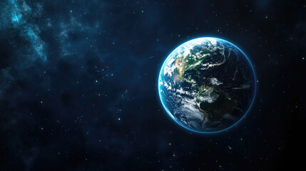 Obraz premium Glowing Digital Earth with Illuminated Network on a Dark Background