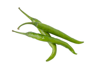 Fresh green chili peppers isolated on transparent background	