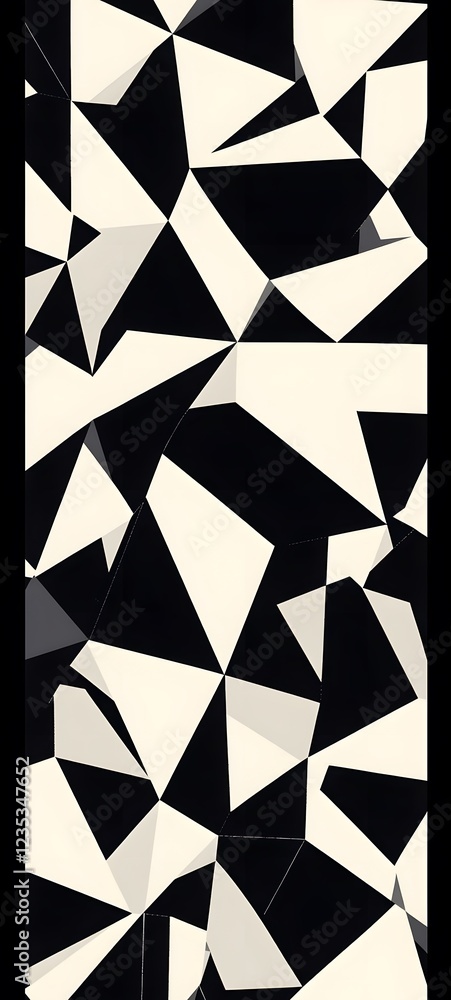 Wall mural a geometric black-and-white abstract design with sharp angles and high contrast